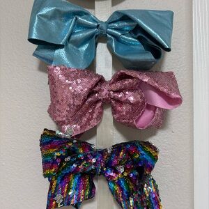 3 - JoJo Siwa Hair Bows (Large) - Blue, Pink, Rainbow + free items!